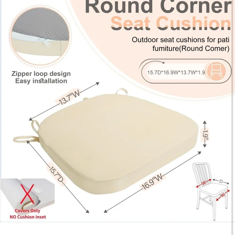 New Outdoor Removable Replaceable Cushion Covers 17x16x2 Set of 4
